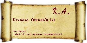 Krausz Annamária névjegykártya