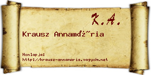 Krausz Annamária névjegykártya